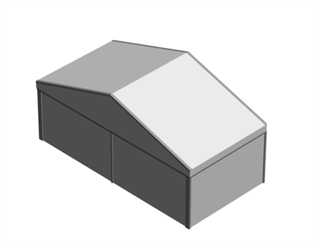 Evenemangstält utan golv, 10x5x3m, gavel långsida