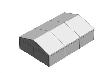 Evenemangstält utan golv, 10x15x3m, gavel långsida