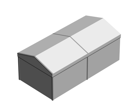 Evenemangstält utan golv, 5x10x3m, gavel kortsida